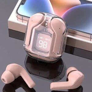 Wireless Pink Earbuds with Charging Case